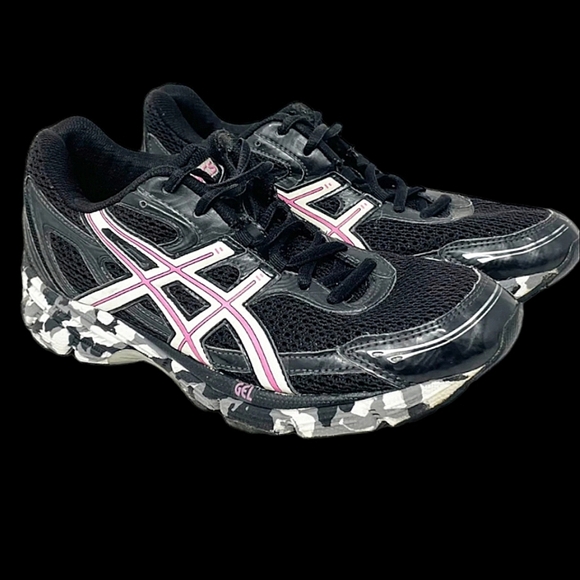 Asics SZ 6 Black/Pink Camouflage Running/Training Sneakers - Picture 1 of 10